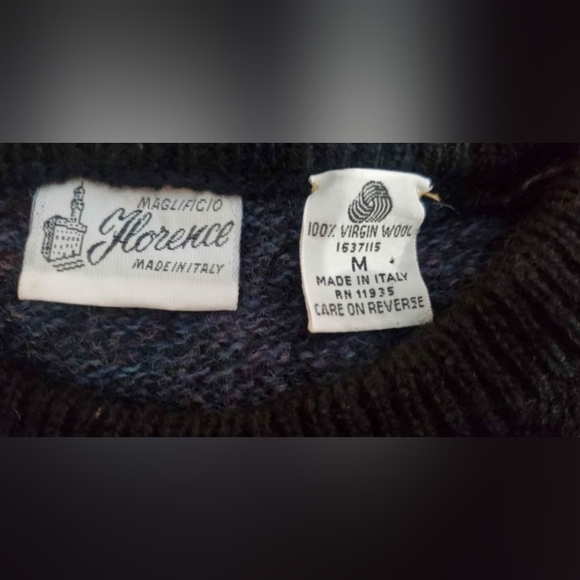 VTG 100% Virgin Wool Maglificio Florence Made In Italy Medium Mens Sweater - Picture 3 of 8